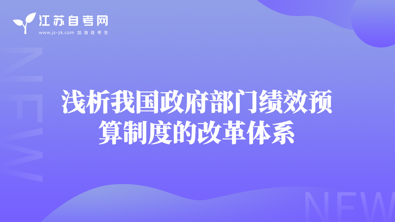 淺析我國政府部門績效預算制度的改革體系
